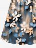 Robe débardeur trapèze à imprimé floral ombré grande taille, style hawaïen, cache-cœur - Bleu-gris S