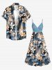 Robe débardeur trapèze à imprimé floral ombré grande taille, style hawaïen, cache-cœur - Bleu-gris S