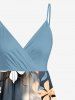 Plus Size Flower Ombre Print Hawaii Surplice A Line Cami Dress - Bleu-gris 6X