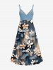 Plus Size Flower Ombre Print Hawaii Surplice A Line Cami Dress - Bleu-gris 6X