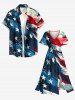 Robe midi trapèze grande taille à imprimé drapeau américain patriotique et poches fendues - Bleu 4X