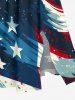 Robe midi trapèze grande taille à imprimé drapeau américain patriotique et poches fendues - Bleu 4X