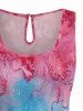 Patriotic American Flag Tie Dye Ombre Print Drawstring Pocket Romper -  