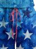 Patriotic American Flag Tie Dye Ombre Print Drawstring Pocket Romper -  