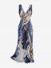 Leopard Print Hawaii Ruffles Split Dress -  