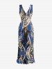 Leopard Print Hawaii Ruffles Split Dress -  