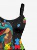 Dinosaur Jigsaw Puzzle Print Hawaii A Line Dress - Noir 6X