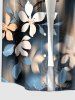 Plus Size Flower Ombre Print Hawaii Button Pocket Shirt For Men - Bleu-gris 4XL