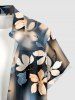 Plus Size Flower Ombre Print Hawaii Button Pocket Shirt For Men - Bleu-gris 5XL