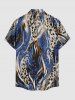 Chemise hawaïenne à imprimé léopard grande taille et poches boutonnées pour hommes - Bleu 2XL