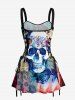 Robe débardeur hawaïenne à lacets et imprimé de roses et de crânes - Bleu XS