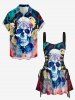 Robe débardeur hawaïenne à lacets et imprimé de roses et de crânes - Bleu XS