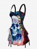 Robe débardeur hawaïenne à lacets et imprimé de roses et de crânes - Bleu XS