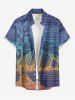 Coconut Tree Mountain Sea Ombre Line Print Matching Hawaii Beach Outfit For Couples -  