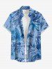 Tropical Leaf Flower Print Matching Hawaii Beach Outfit For Couples - Bleu 