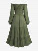 Plus Size Off The Shoulder Solid Elastic Waist A Line Dress with Removable Shoulder Strap -  