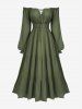 Plus Size Off The Shoulder Solid Elastic Waist A Line Dress with Removable Shoulder Strap -  
