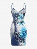 Paréo de plage convertible à imprimé léopard fleuri ombré - Bleu 1X