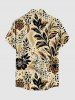 Chemise hawaïenne à poches boutonnées, imprimé léopard et fleurs, grandes tailles pour hommes - café lumière S