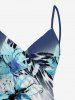 Paréo de plage convertible à imprimé léopard fleuri ombré - Bleu 4X