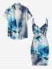 Paréo de plage convertible à imprimé léopard fleuri ombré - Bleu 4X