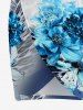 Paréo de plage convertible à imprimé léopard fleuri ombré - Bleu 4X