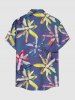 Chemise hawaïenne à imprimé floral et plantes, grande taille, avec poche boutonnée, pour hommes - Pourpre  S