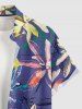 Chemise hawaïenne à imprimé floral et plantes, grande taille, avec poche boutonnée, pour hommes - Pourpre  S