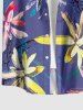 Chemise hawaïenne à imprimé floral et plantes, grande taille, avec poche boutonnée, pour hommes - Pourpre  S