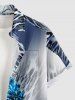 Chemise hawaïenne à poches boutonnées, imprimé léopard ombré et fleurs, grande taille, pour hommes - Bleu S