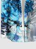 Chemise hawaïenne à poches boutonnées, imprimé léopard ombré et fleurs, grande taille, pour hommes - Bleu S