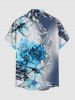 Chemise hawaïenne à poches boutonnées, imprimé léopard ombré et fleurs, grande taille, pour hommes - Bleu S