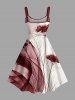 Flower Plant Colorblock Print Hawaii A Line Dress -  