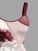 Flower Plant Colorblock Print Hawaii A Line Dress -  