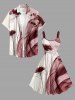 Plus Size Flower Plant Colorblock Print Hawaii A Line Dress -  