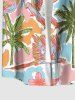 Chemise à boutons pour homme, grande taille, imprimé perroquet, cocotiers et hibiscus, fleurs de perroquet, style hawaïen - Rose  S