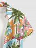 Chemise à boutons pour homme, grande taille, imprimé perroquet, cocotiers et hibiscus, fleurs de perroquet, style hawaïen - Rose  2XL