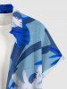 Chemise à poches boutonnées hawaïennes à imprimé tropical de feuilles de cocotiers pour hommes, grandes tailles - Bleu 2XL