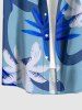 Chemise à poches boutonnées hawaïennes à imprimé tropical de feuilles de cocotiers pour hommes, grandes tailles - Bleu 2XL