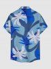 Chemise à poches boutonnées hawaïennes à imprimé tropical de feuilles de cocotiers pour hommes, grandes tailles - Bleu 5XL