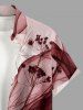 Chemise hawaïenne à poches boutons, imprimé floral colorblock grande taille pour homme - Rouge foncé 2XL
