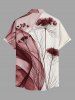 Chemise hawaïenne à poches boutons, imprimé floral colorblock grande taille pour homme - Rouge foncé 2XL