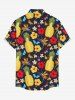 Chemise hawaïenne à poches boutons, imprimé ananas, hibiscus et papillons, grandes tailles pour hommes - Brun Doré S