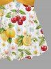 Lemon Cherry Flower Print Hawaii Twist Halter Boyleg Tankini Swimsuit -  