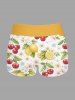 Maillot de bain tankini hawaïen à imprimé citron et fleurs de cerisier, dos nu et jambes courtes, style torsadé. - Jaune 3X