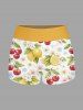 Maillot de bain tankini hawaïen à imprimé citron et fleurs de cerisier, dos nu et jambes courtes, style torsadé. - Jaune 4X