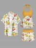 Maillot de bain tankini hawaïen à imprimé citron et fleurs de cerisier, dos nu et jambes courtes, style torsadé. - Jaune 4X