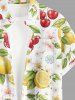 Chemise hawaïenne à poches boutons, imprimé citron et fleurs de cerisier, grande taille pour hommes - Jaune 4XL