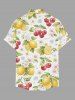 Chemise hawaïenne à poches boutons, imprimé citron et fleurs de cerisier, grande taille pour hommes - Jaune 4XL