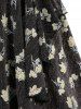 Plus Size Flower Print Glitter Line Insert High Low Asymmetric Dress with Removable Belt -  